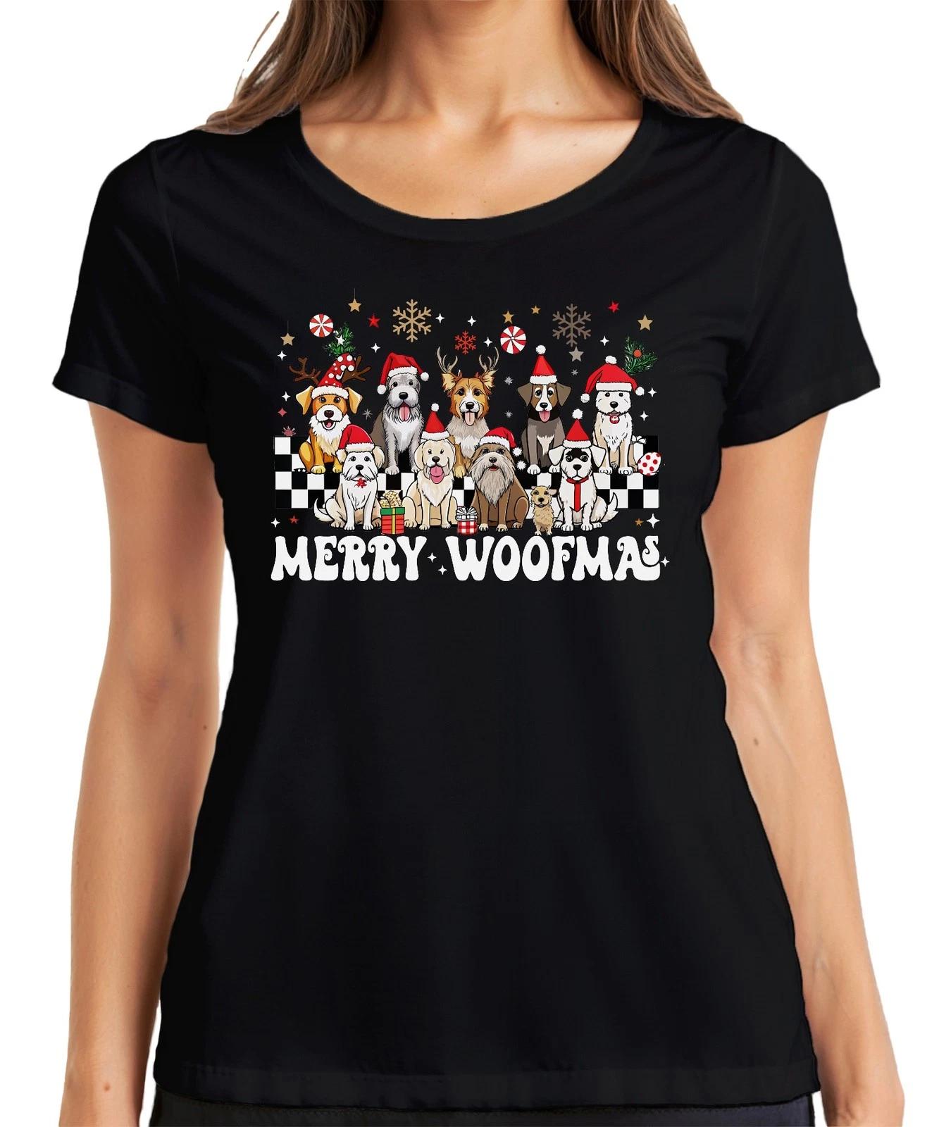Merry Woofmas Hund Hunde Hundehalter - Weihnachten Xmas Christmas Damen T-Shirt XXXL