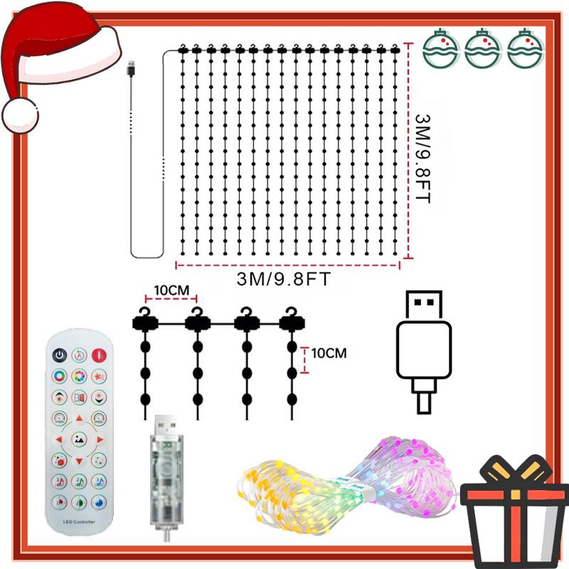 Smart Curtain Lights DIY Color Changing Fairy String Lights Music Sync for Indoor Outdoor Courtyard Garden Christmas Decoration