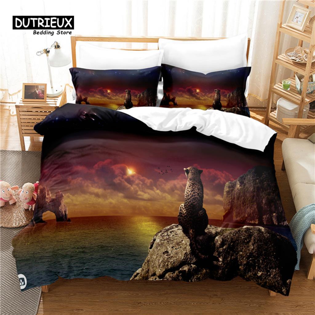 3pcs Duvet Cover Set, Roaring Lion Bedding Set, Soft Comfortable Breathable Duvet Cover, For Bedroom Guest Room Decor