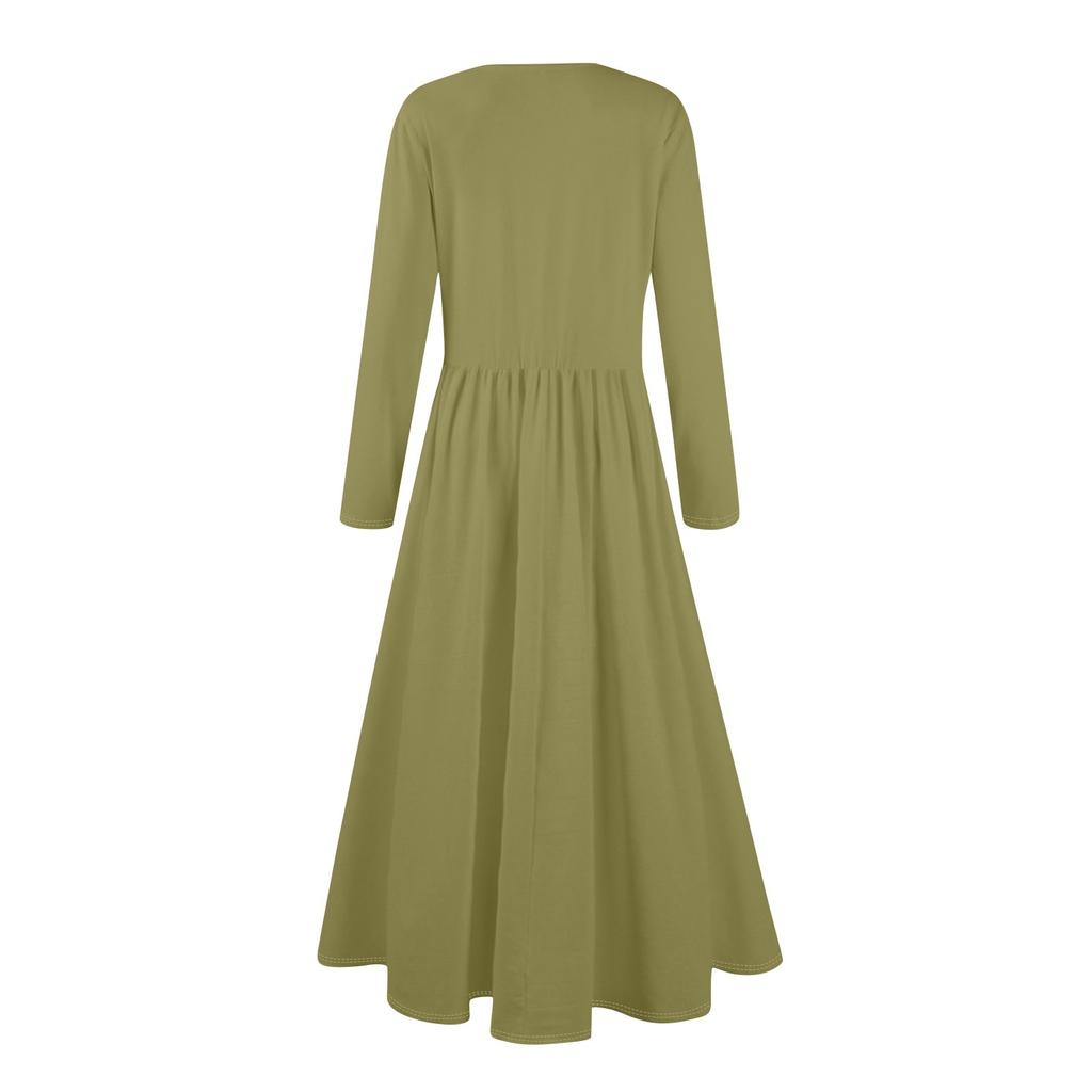 Women's Floral,Gradient Print Midi Boho Dress Casual Long Sleeve Flowy Smocked Dresses With Pocket Holiday Dresses for Women