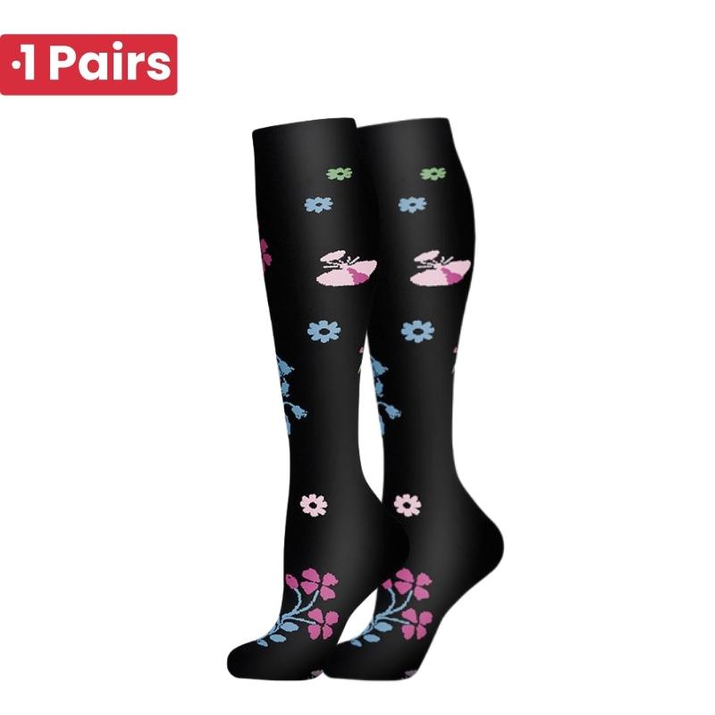 1Pairs 58 StylesNew Flower Animals Compression Socks for Leggings Breathable Running Pressure Soccer Adult Socks Pressure Socks