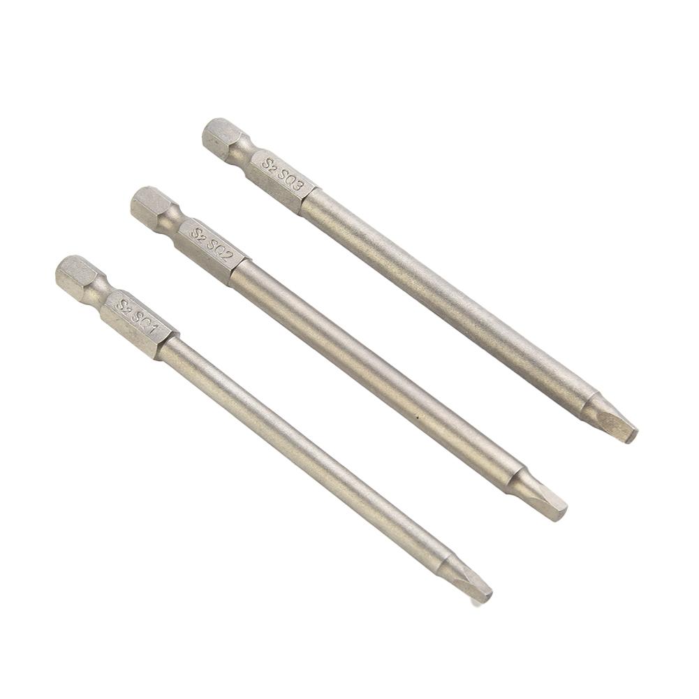 3pcs Square Driver Bit 100mm SQ1/SQ2/SQ3 Square Head Electric Screwdriver Head Screw Driver Bits For Electric Screwdriver Tools