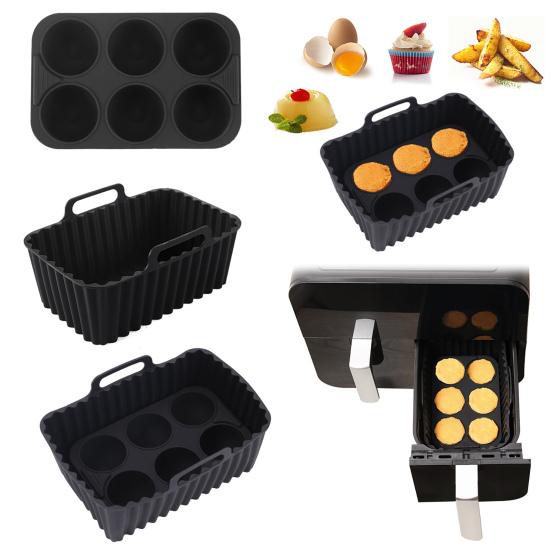 Air Fryer Liners Silicone Baking Tray Rectangular Non-Stick Mold for Cakes Jelly Pudding Dishwasher Safe Air Fryer Accessories