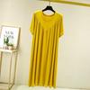 Summer Plus Size Modal V-Neck Pleated Dress - Casual Loose Short Sleeve Sleepwear