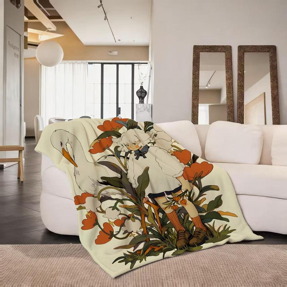 Illustrator L Liya Mochipanko Throw Flannel Throw Blanket Suitable for Sofa Living Room Bedroom