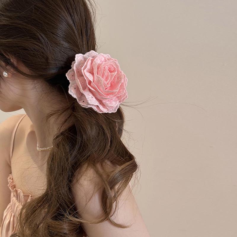 Flower Clip Rose Half-Tied Hairpin Women Headdress Big Flower Large Shark Claws