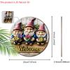 Wooden Welcome Sign with Adorable Gnome & Lavender Pattern - Round Artwork for Front Door, Wall Hanging Decor - Ideal Home Decoration