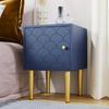 Fish Scale Pattern Bedside Table, Round Handle Metal Legs Spacious Desktop Large Capacity Small Side Table Nightstand Bedroom Furniture