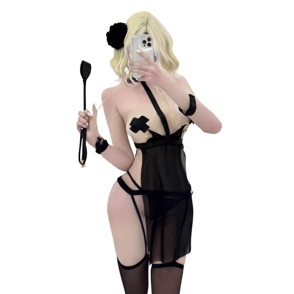 Sexy Lingerie Nightdress Sexy No-take Headgear Mesh Passion Tease Uniform Seduction Bed Fast Break