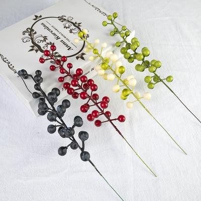 Simulated Single Fork Red Berry Fake Flower Red Fruit Rich Fruit String Handmade Bouquet Flower Arrangement Accessories Christmas Home Decoration