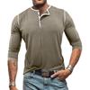 Neue Herbst- und Winter-Herrenbekleidung Langarm-Henley-Shirt Herren-Rundhals-T-Shirt Langarm-Oberteil