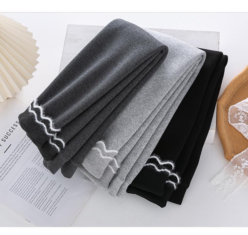 2025 Autumn/Winter Seamless Fleece-Lined Children's Leggings - Fashionable and Thickened for Girls