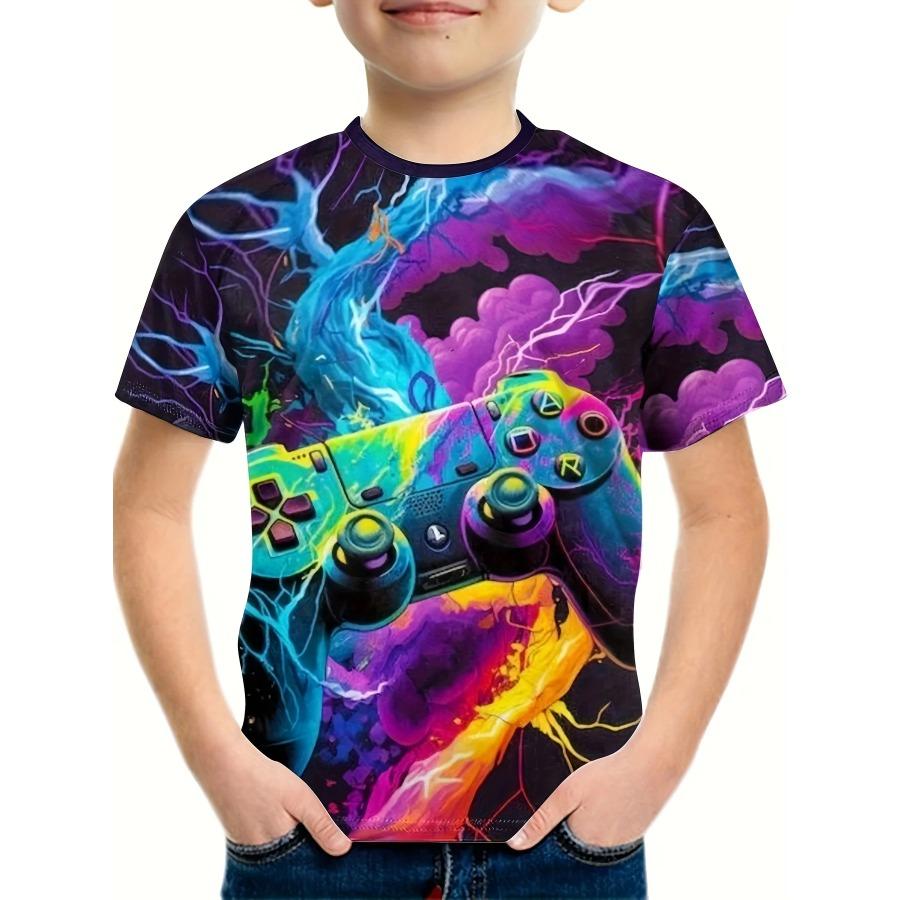 Children's Clothing T-Shirts for Boys Short Sleeve Children's T-Shirts 3D Gamepad Print Fashion Round Neck Kids Summer Clothes