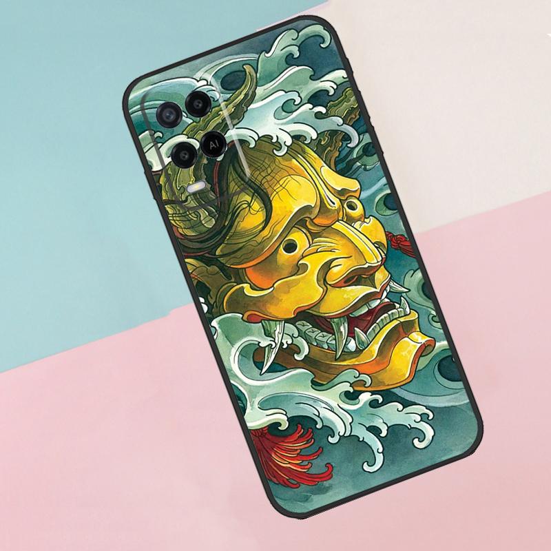 Japanese Samurai Oni Mask For Oppo A17 A77 A60 A74 A94 A54 A18 A38 A58 A78 A98 A40 A80 A16 A76 A96 A15 A57S Phone Case