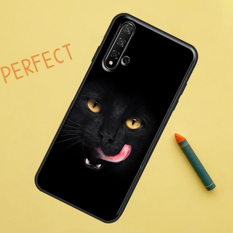 Black Cat Face Kitty For Huawei Nova 12s 11i 7i 8i 12i Y73 Y70 Y90 Y60 Y72 Y61 Y91 9 10 SE P40 Lite P30 Pro Case