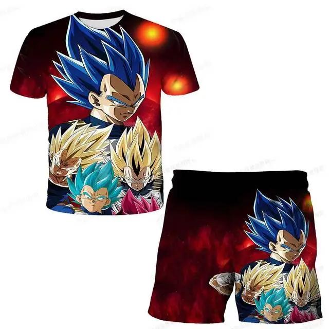 Fashion Dragon Ball Z Tshirt Set Kids Vegeta Boys Clothes Girls Mens Women T-shirt Suit Trucksuit Clothes 3d Goku Short Sleeve