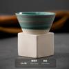 1 taza de cerámica japonesa retro con forma de cono triangular para té y café, taza de porcelana rugosa para café con leche, para el hogar y la oficina.