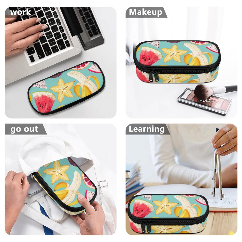 Pencil Pouch Large Capacity 300D Polyester Secure Zipper Closure with Main Compartment Mesh Pocket and Pen Slots for Boys Girls