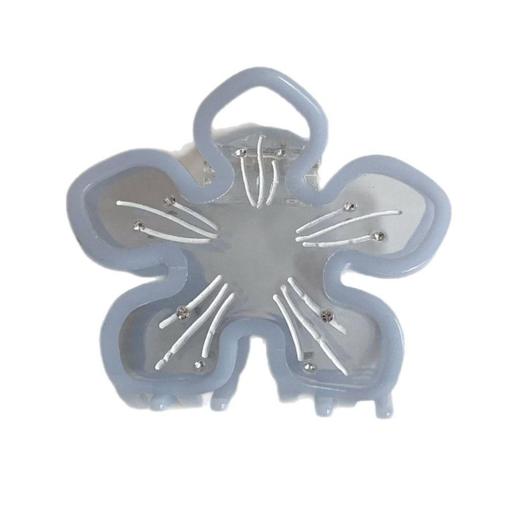 Cherry Blossom Acetic Acid Flower Shark Clip Rhinestone Transparent Hair Clip  Travel
