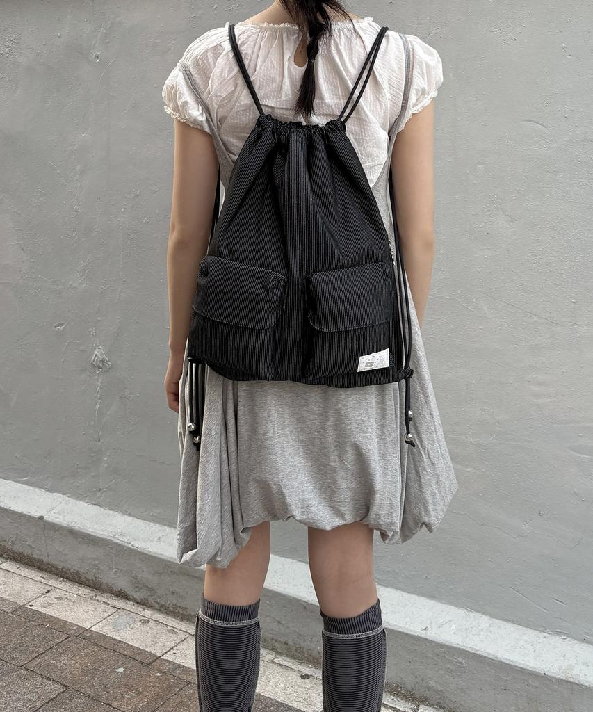 Poie Two Pocket String Bag(Stripe)