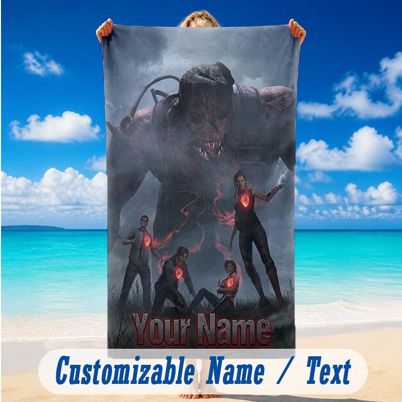 Beach Towel Custom Name Text, Quick Dry Large Towel For Beach HomeDead by Daylight