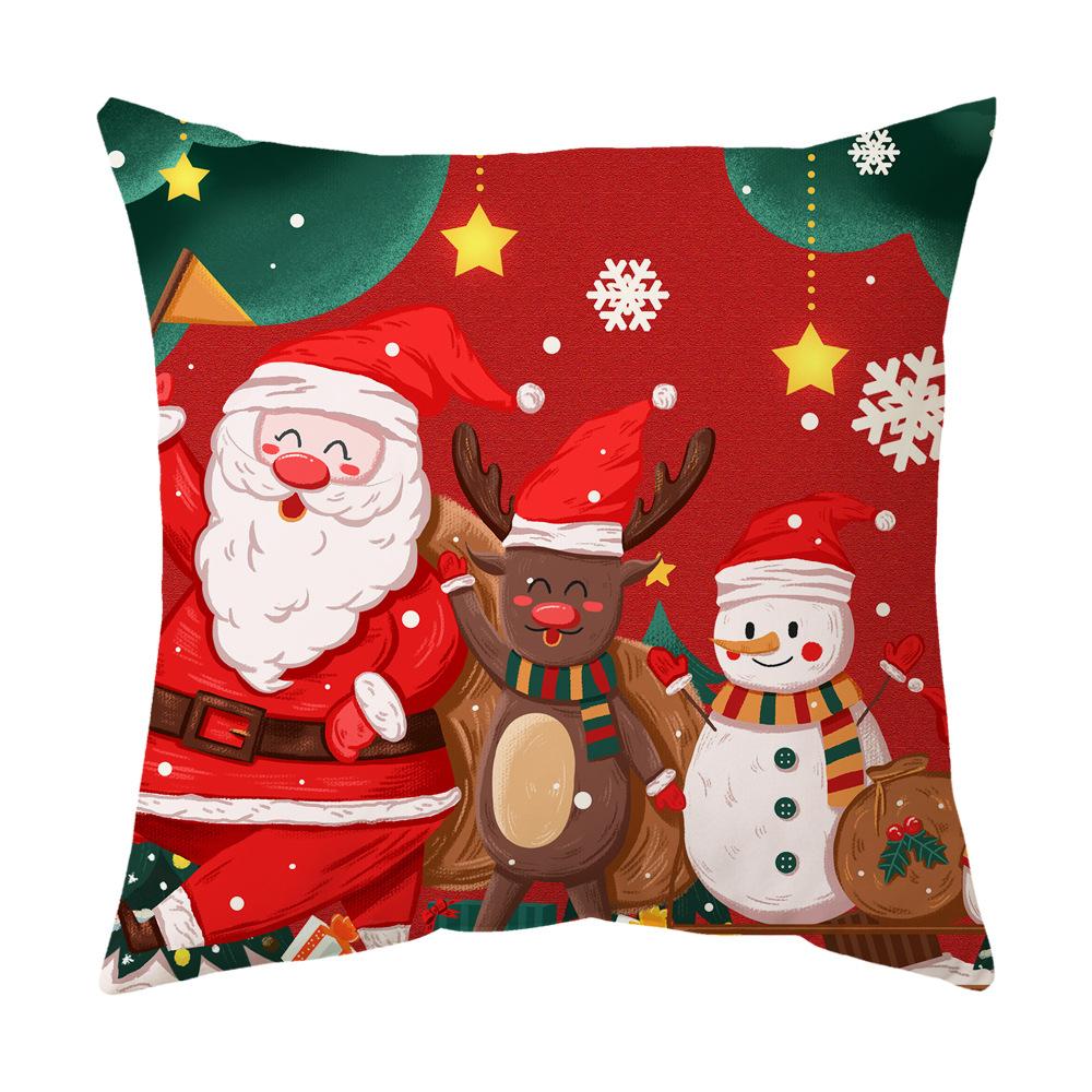 Classic Simple Christmas Series Cushion Pillow Cover Fashion Santa Claus Christmas Tree Pattern Pillowcase Home Sofa Decoration