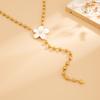 Light luxury niche oil dripping flower y-shaped necklace, simple round bead chain beaded collarbone chain
