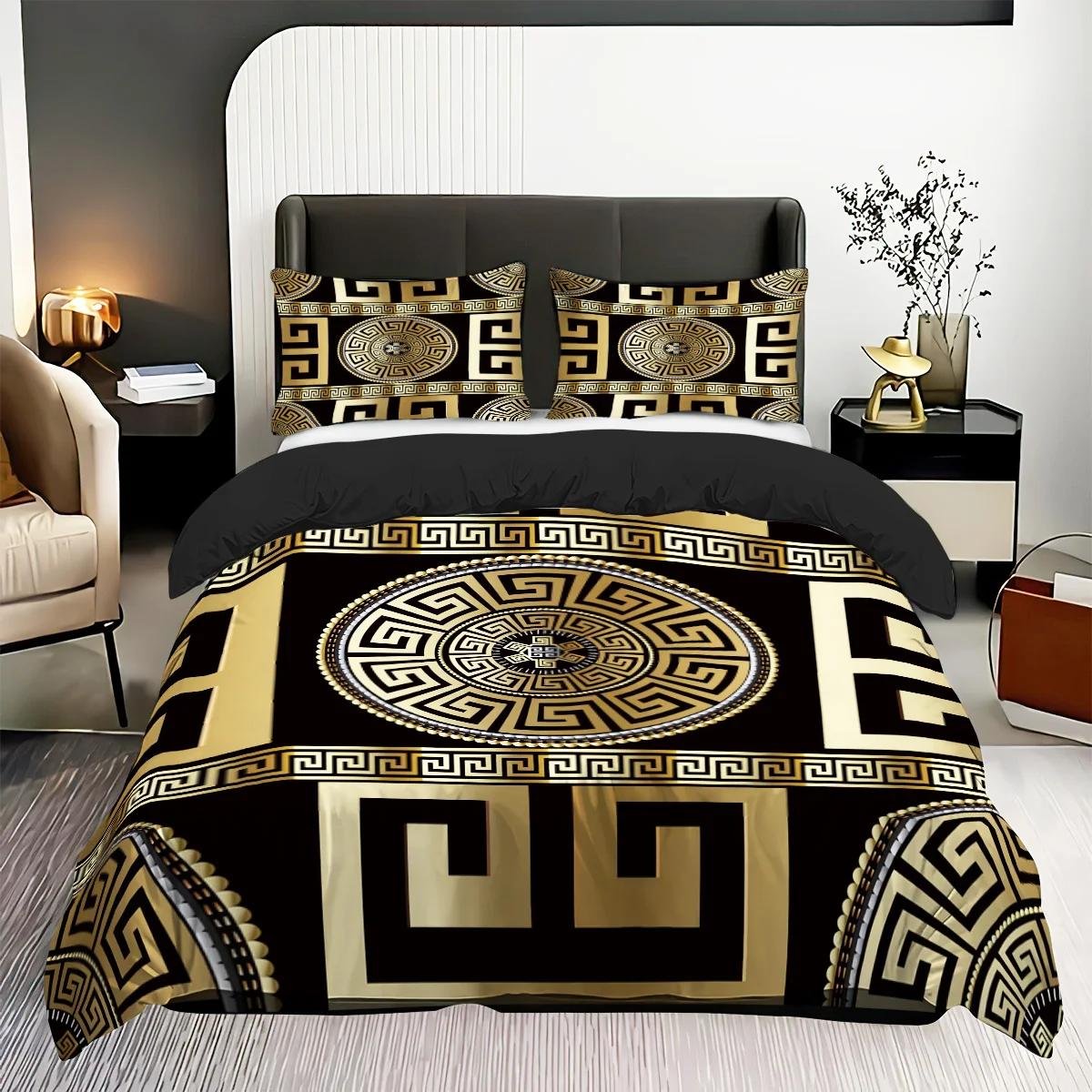 

Комплект постельного белья с геометрическим рисунком, размер кинг, винтажный европейский круглый пододеяльник, мягкий, удобный, комплект постельного белья для спальни Duvet Cover Set&AU Double(180x210cm)