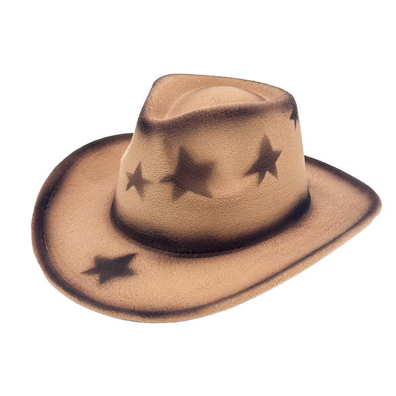 

Cowboy Heartshaped Top Hat With Star Spray Paint And Wide Brim For Casual Wear