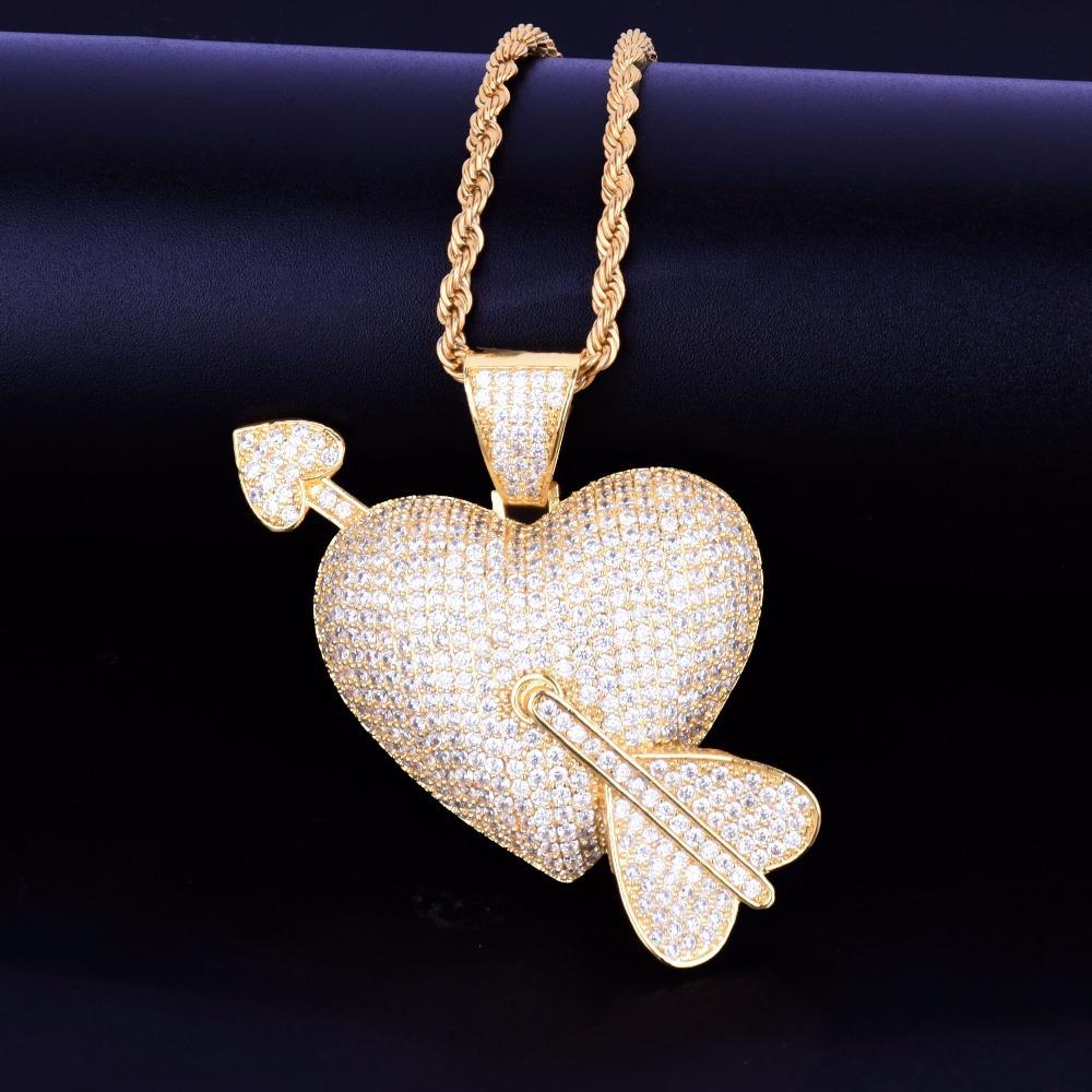 European and American Diamond Inlaid Love Pendant Necklace with One Arrow Piercing The Heart Environmentally Friendly Cupid Arrow