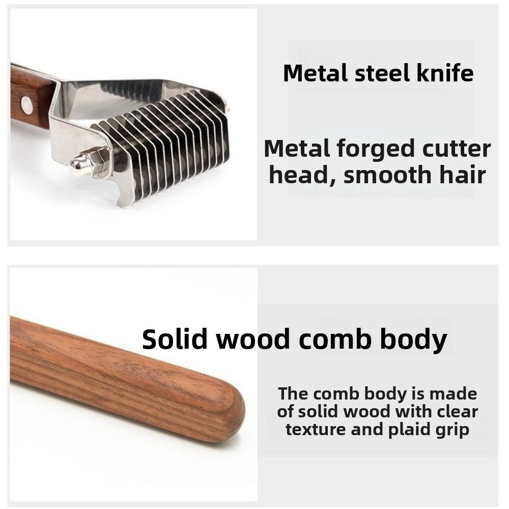 New Wooden Handle Dog Hair Comb Knot Cutter Stainless Steel Pet Fur Trimmer Multi-size Pet Grooming Brush Pet Supplies