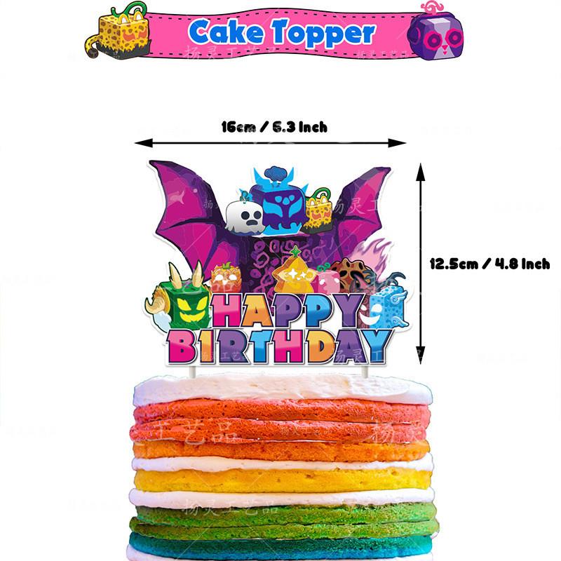 Blox Fruits Birthday Party Decor Game Box Set Paper Craft Printing Size Blox Fruits Set A 1 Flag 16 Balloons Blue 4 Orange 4 Purple 4 Magenta) 1