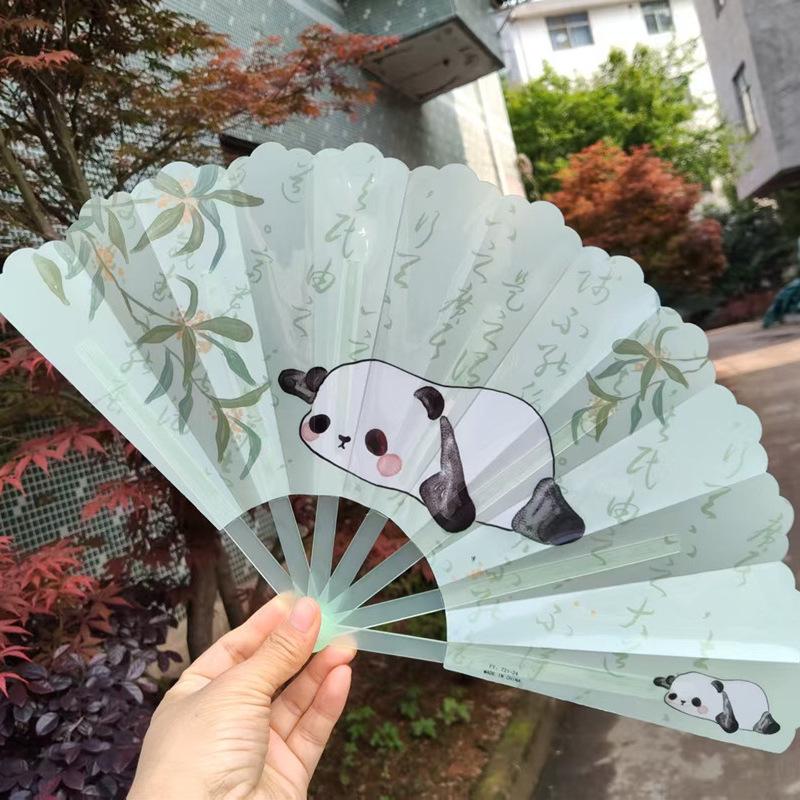 Cute Cartoon Folding Mini Fan: Portable Hand-Crank, Seven-Ribbed Design for Kids and Students