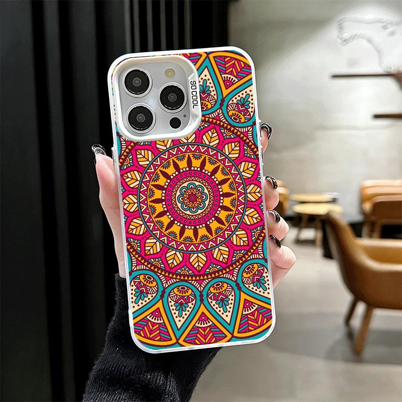 Mandala Style Pattern Shockproof Phone Case for iPhone 17 Air 16 16E 15 Pro Max 14 Plus 13 Mini 12 Back Cover Anti Fall Fundas