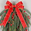 Künstlicher Kiefern-Tränentropfen-Girlande 30x60cm Weihnachts-Tränentropfen-Türgirlande mit Schleife Rote Beeren für Innen Außen