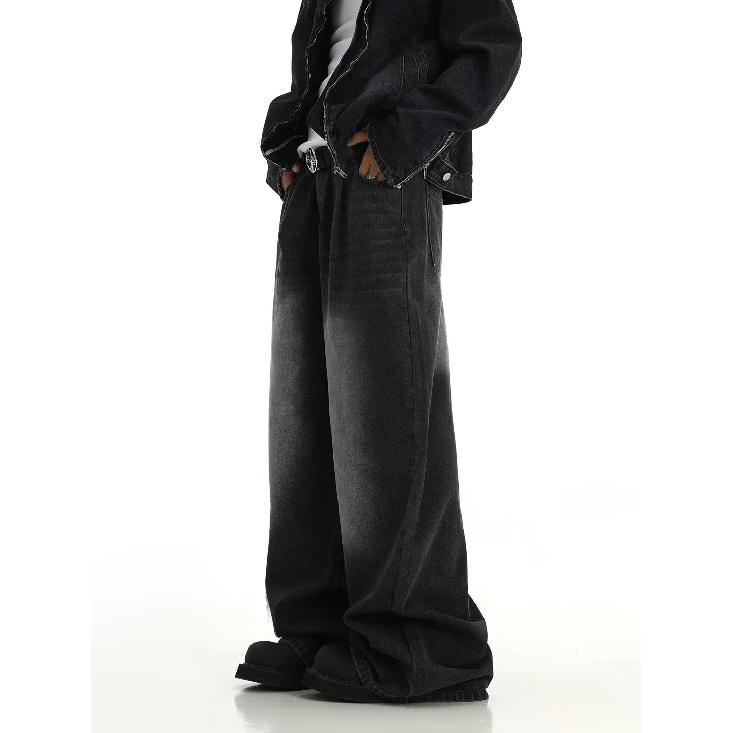 Retro Jeans Men'S Autumn New Style Explosive Street Hooligan Handsome Casual Pants For Teenagers Loose Straight Leg Wide Leg Men'S Pants