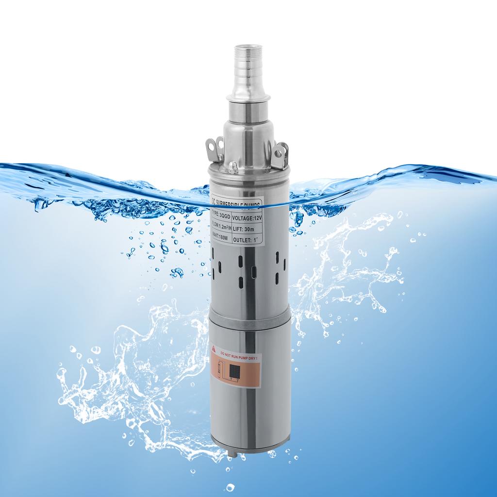Bomba Submersível 12V 180W 1.2m³ , Bomba de Água, Bomba Submersível para Poço Profundo IP68 Para Extrair Água Subterrânea de Lagoas, Lagos