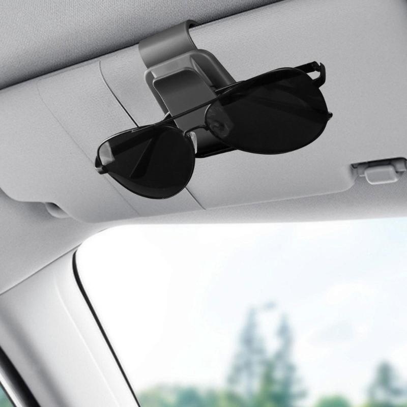 Multifunction Sun Visors Glasses Case with Secure Clamp Soft Lined Automobile Eyewear Organizers Eyeglasses Mount for Car