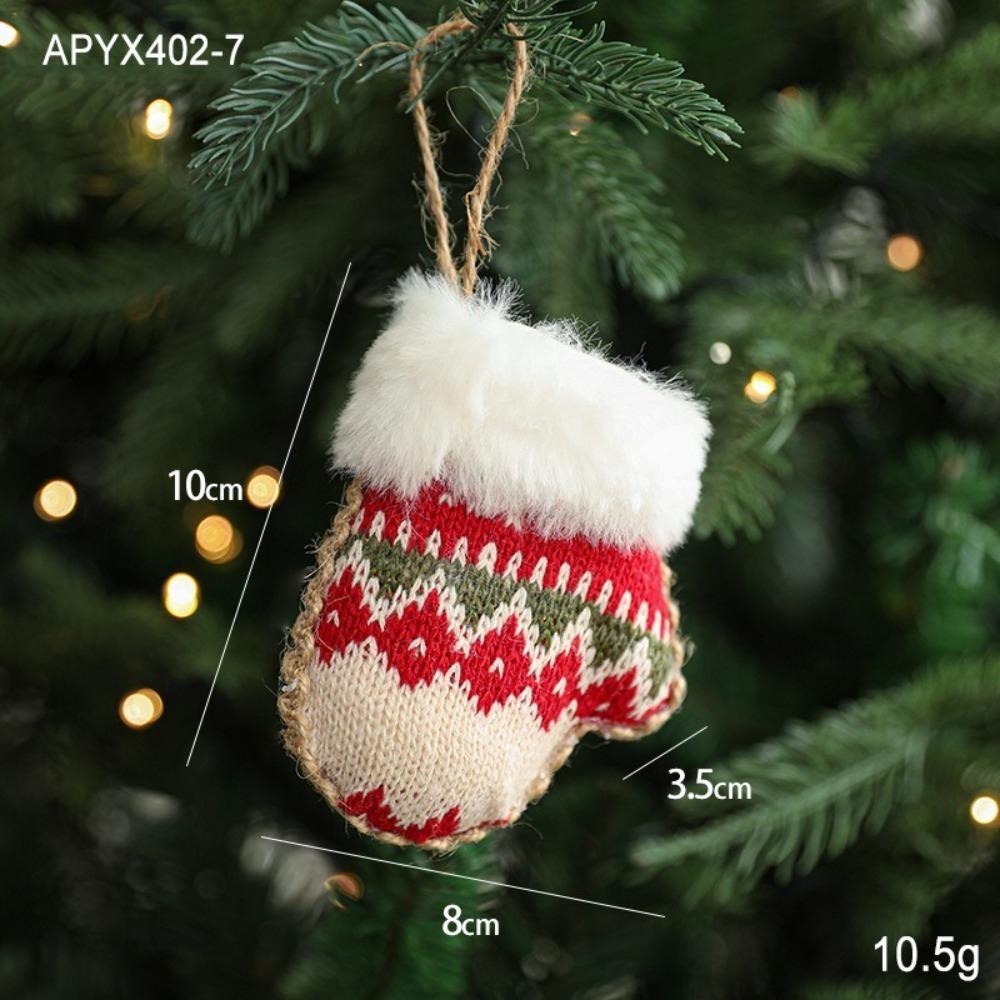 Cloth Craft Christmas Tree Ornament Hangging Delicate Christmas Decoration Handmade Boots and Hat Designs Christmas Caps Pendant