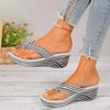 Large Size Women’s Wedge Flip-Flop Sandals, Thick Sole Toe-Post Slip-On, Fashion Casual Summer Platform Slippers