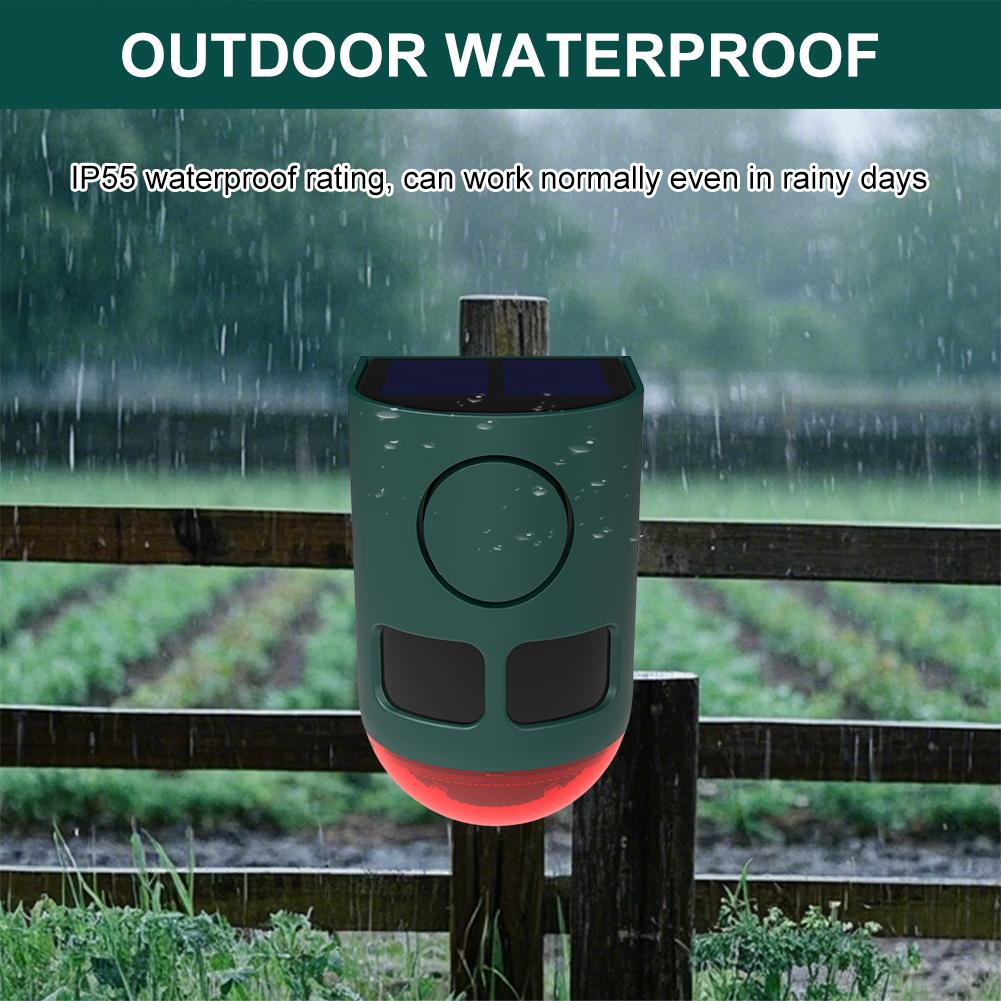 Solar Infrared Motion Sensor Alarm Home Security Alarm with Flashing Light 129dB Loud Sound Noise Maker for Yard Farm Garden