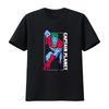 Action Pose Captain Planet T Shirt for Men Retro Cartoon Design High Quality Print Comfortable