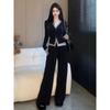 Plus Size Autumn Fashion Slimming Two-Piece Set: Wide-Leg Pants for Women (Fits Up to 200 Pounds)