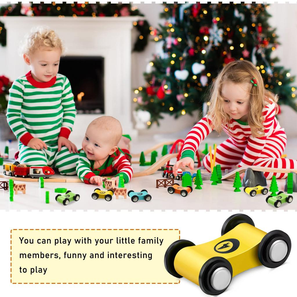 1/4Pcs Mini Wooden Gliding Car Toys Ramp Race Mini Slide Track Car Games Replacement Car Colorful Fun Model Vehicle Toys For Boy