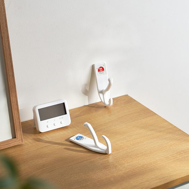 Sticky Wall Hooks Abs Double Hook No Drill For Kitchen Decoration Tool Stylish
