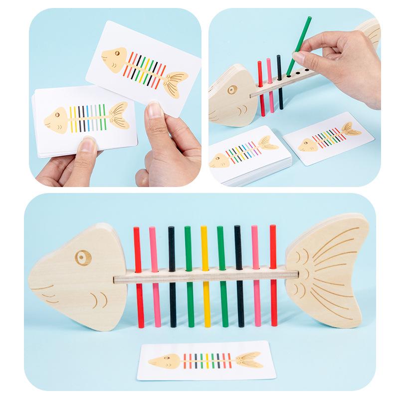 Montessori Fishbone Pegboard: Color Matching & Fine Motor Skills Puzzle for Children