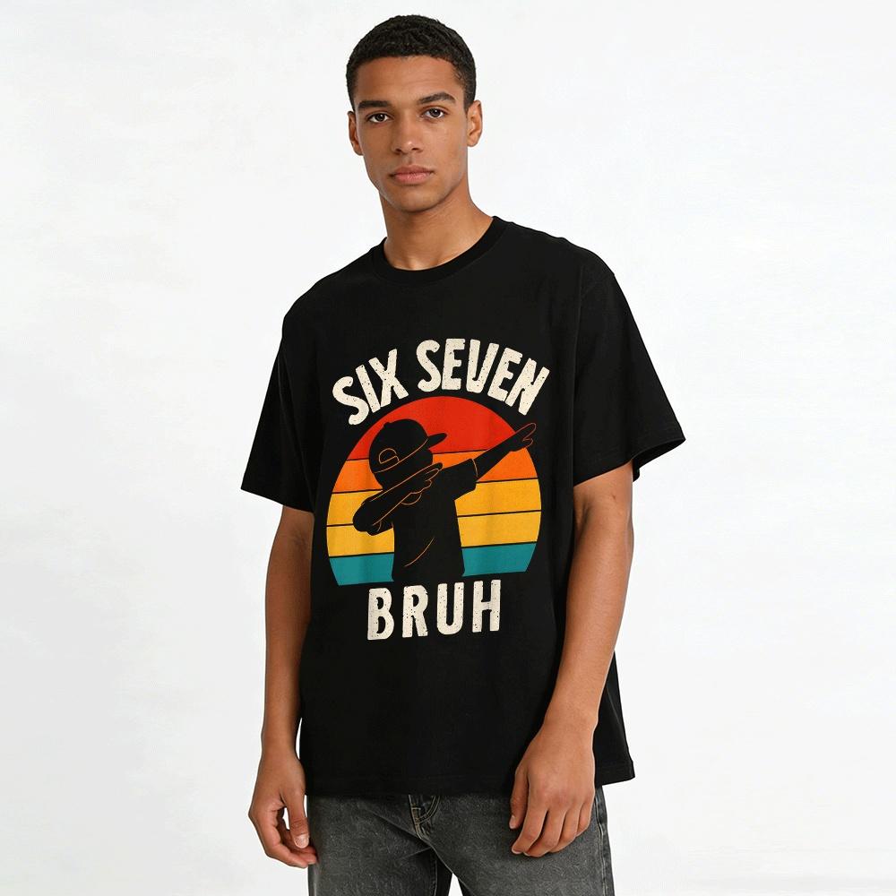 Vintage Dab Style Seven Year Old Bruh Themed Kids Birthday Tee Pure cotton T-shirt