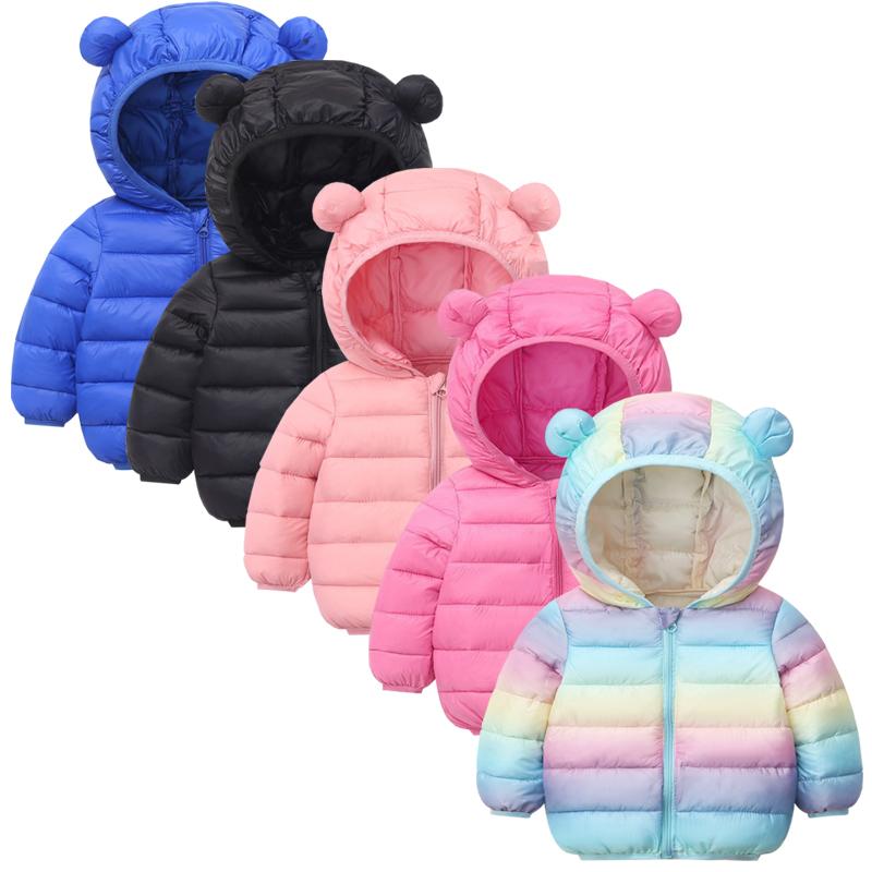 Winter New Children's Cotton-padded Jacket Plus Velvet Thickened Baby Hooded Jacket
