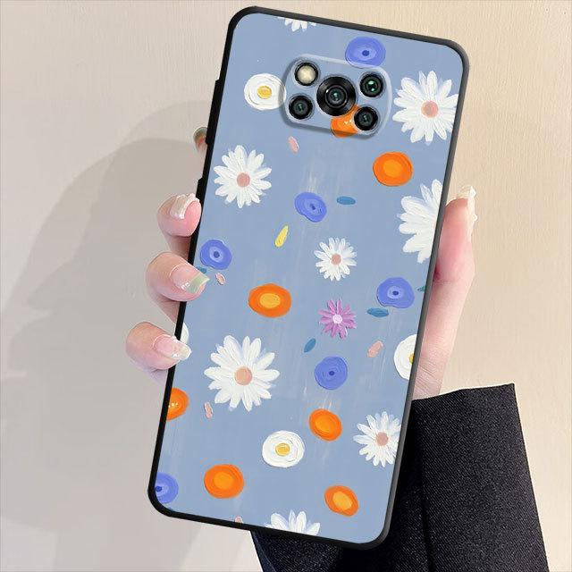 Lovely Flower Phone Case For Samsung Galaxy S23 S21 S22 S20 Note 20 Ultra 10 Plus 8 9 Note20ultra S21 S22 Black Soft Cover Bag
