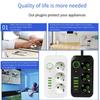 2m Extension Cord Surge-Protected Power Strip 3-Outlets Extended USB Socket  School